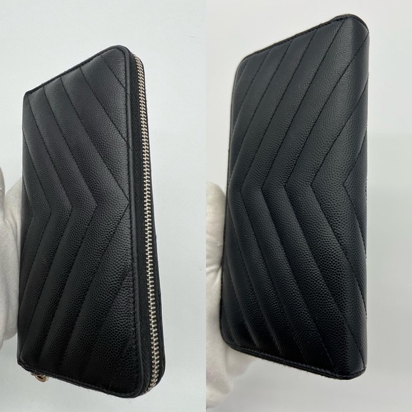 ❌SOLD❌Authentic Yves Saint Laurent zip around wallet in grain embossed calfskin - Picture 8 of 15